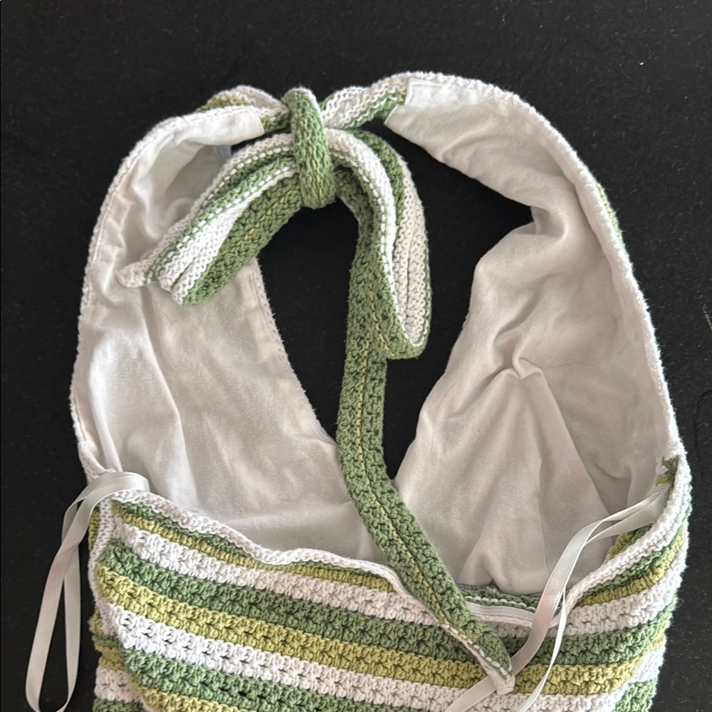 Hollister Green and White Knit Halter Top - Picture 3 of 6